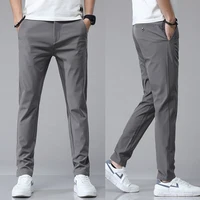 5 couleurs printemps été Ultra-mince hommes Stretch mince pantalon droit décontracté de haute qualité mode respirant Golf sport pantalon 2