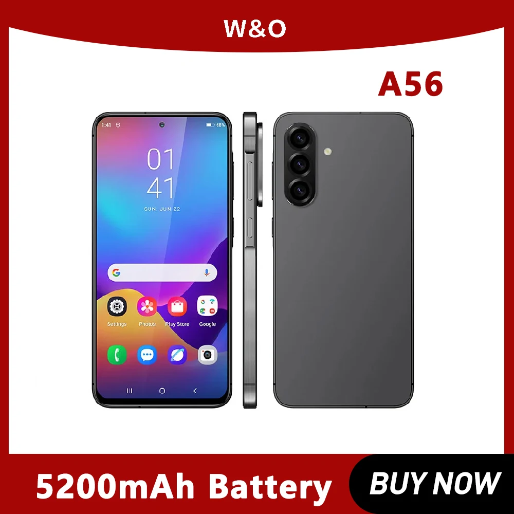 Global Version Smartphone W&O A56 4G Android 14 Dual SIM 6.7 Inch HD+ 8GB+128GB Mobile phone 5200mAh 26MP Camera Cellphone