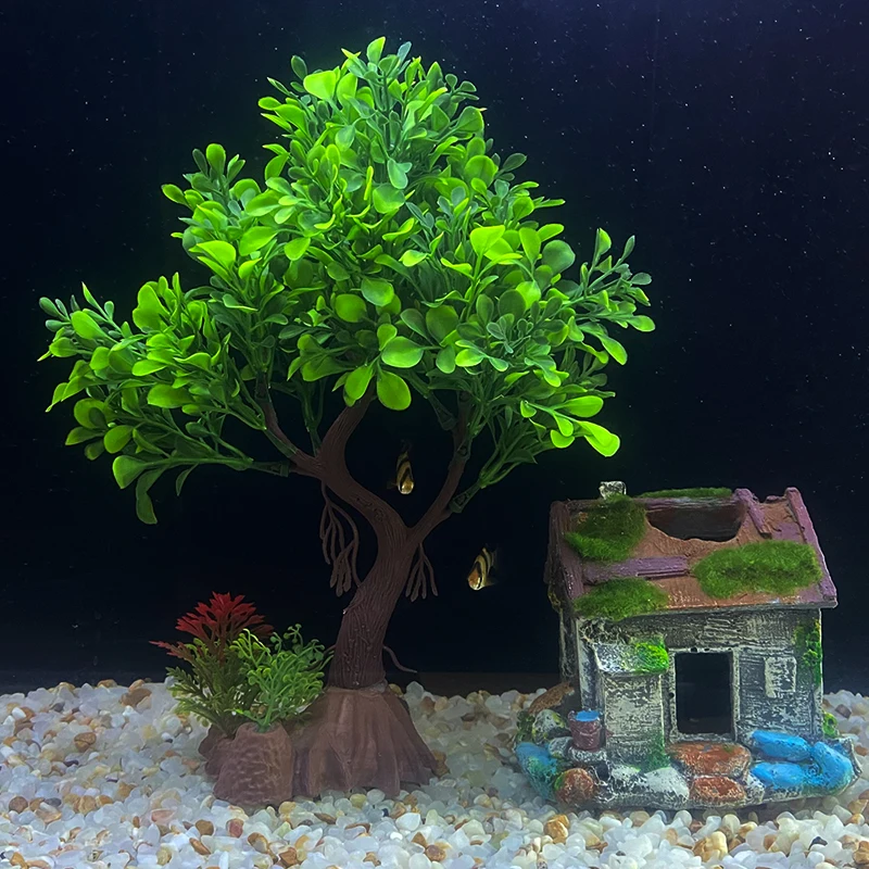 Fish Tank DIY Artificial Aquarium Decor Plants tree Ornament Aquatic Plant Grass Decoration Accessories 26cm/10.24inch