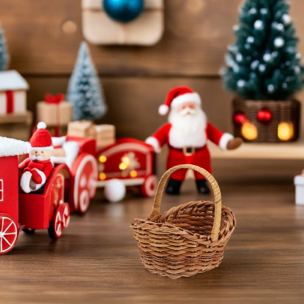 

5Pcs Woven Rattan Flower Baskets Handcrafted Small Rustic Basket for Wedding Party Decoration Party Favor Storage Basket