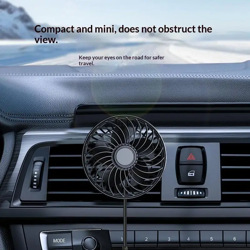 Air Vent 3 Speed 5V 1A Car USB Cooling Fan 360 Degree Adjustable Air Outlet Car Fan 5-Blade Low Noise For Car Truck SUV Sedan