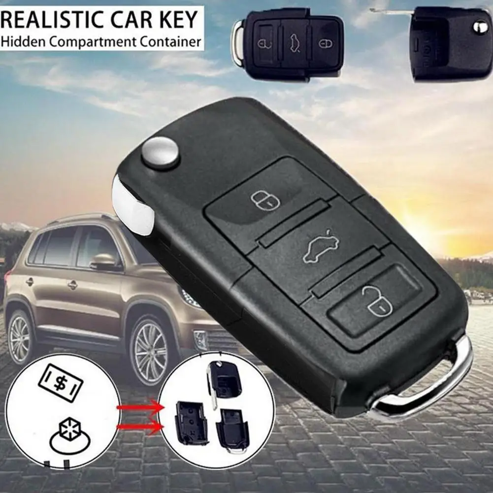 

Car Remote Key Flip Folding Key Shell Case For Volkswagen Compartment Keyring Stash B5 Hidden Shell Car Secret Remote Key Q9U3