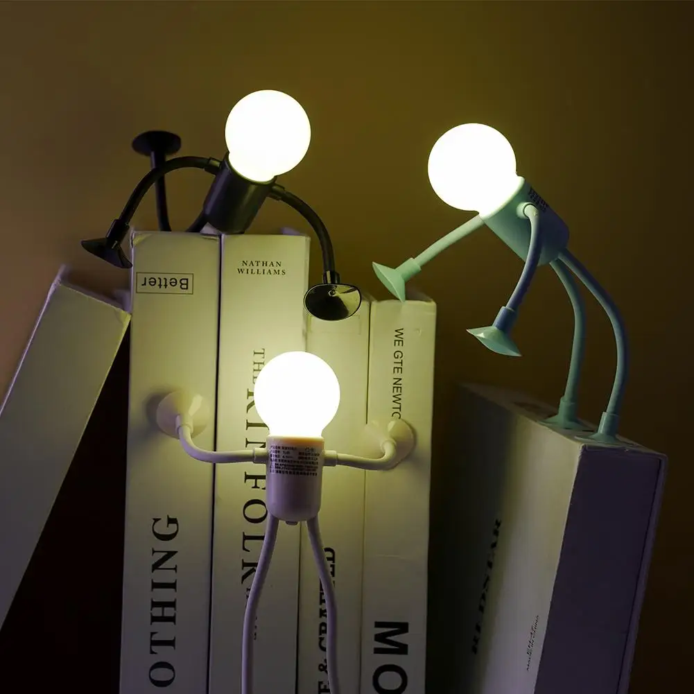Luz nocturna divertida de deportista con forma cambiable, mini luz decorativa plegable con ventosa para dormitorio, baño, cocina