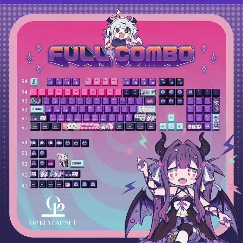 Opal Keysmith Translucent Side Engraving Keycap Set PBT Material Anime Peripherals Purple Mechanical Keyboard Keycap 130keys