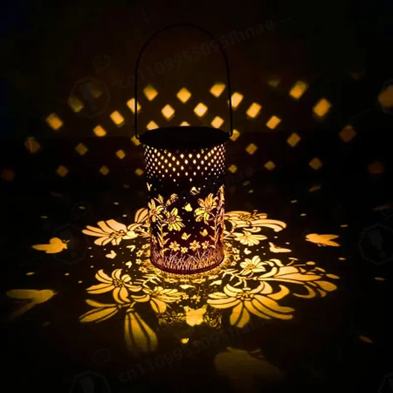 Solar Lighting Wrought Iron Lily Projection Light Garden Landscape Lawn LED Decorative Lighting