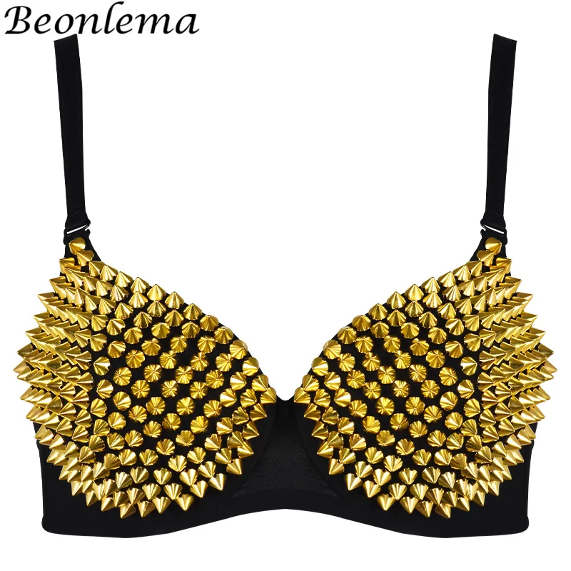 Seksowny biustonosz Steampunk akcesoria nit Bar gorset złoty srebrny Push Up gorsetowy top damski Clubwear gorąca bielizna bielizna damska