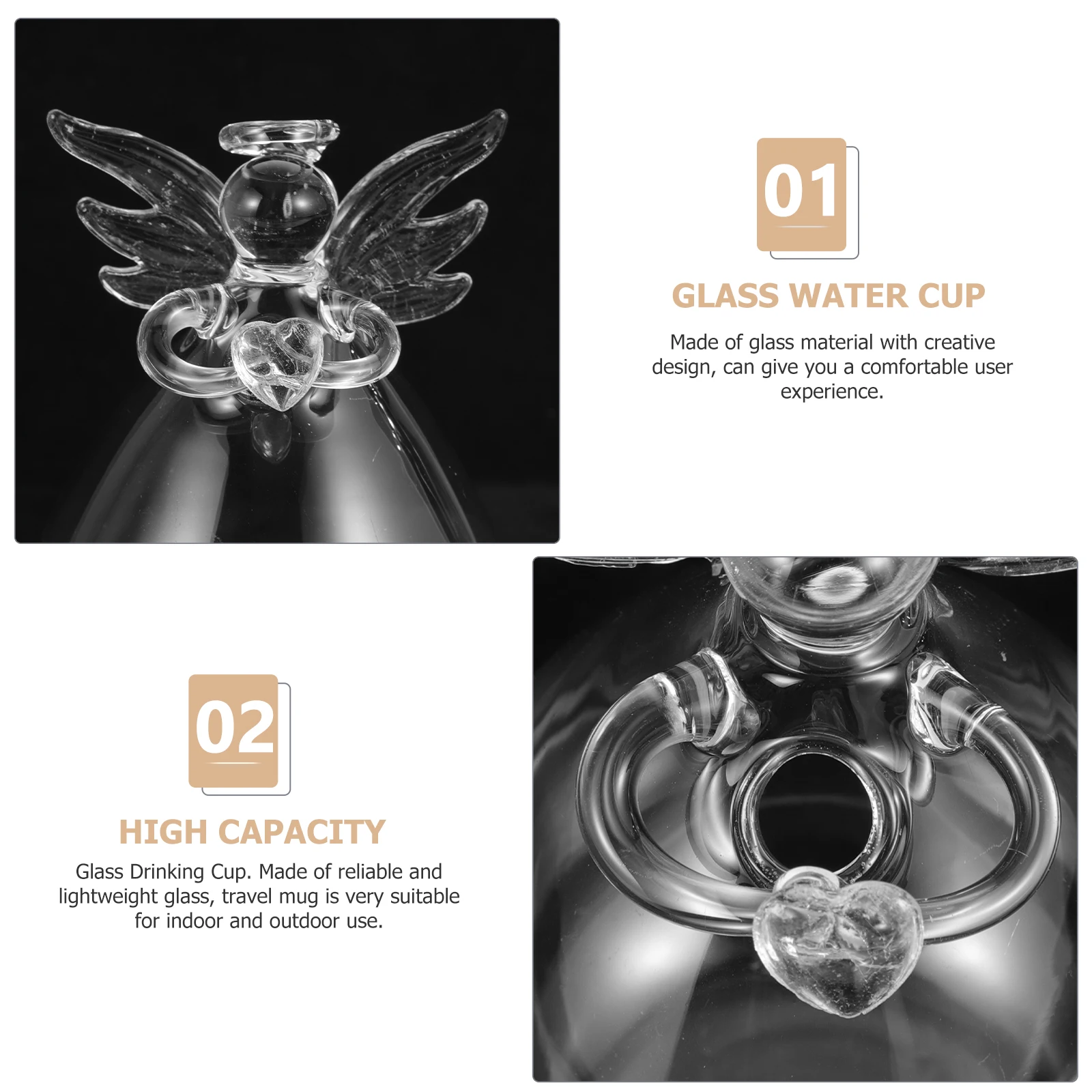 

Angel Juice Glass Cup Creative Decorative Drinking Glass Portable Water Cup for Home Coffee Shop Restaurant Wine Bottle