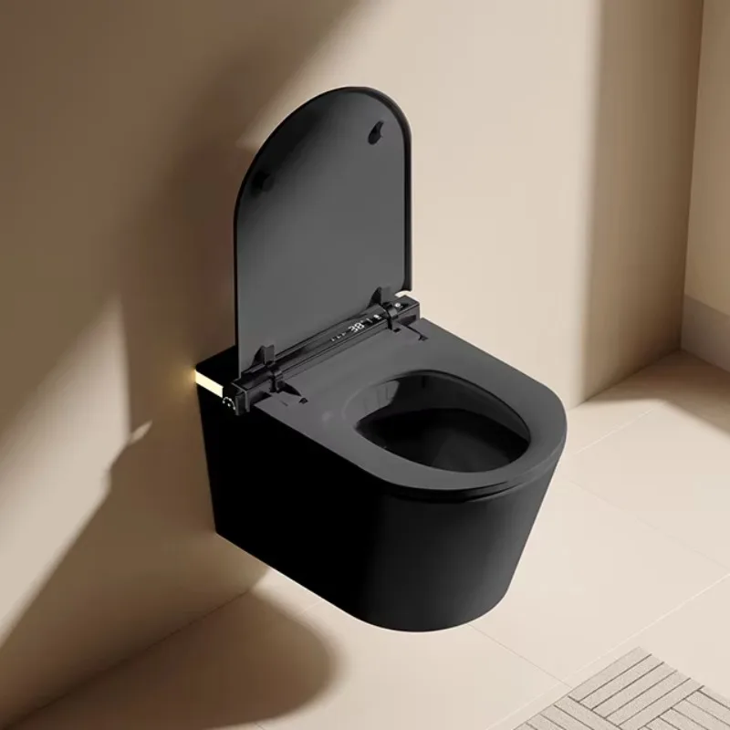 Wall-Mounted Intelligent Toilet-Radar Sensor Auto Flush Heated Seat Rear Washing P-trap Remote Control Included Modern Toilets