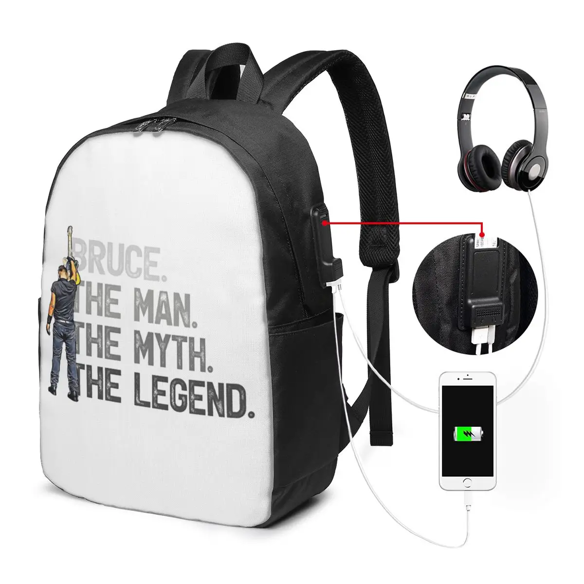 Bruce Springsteen Backpack Travel Notebook Bag Computer College Student School Bag Laptop Shoulder Bags for Men Women