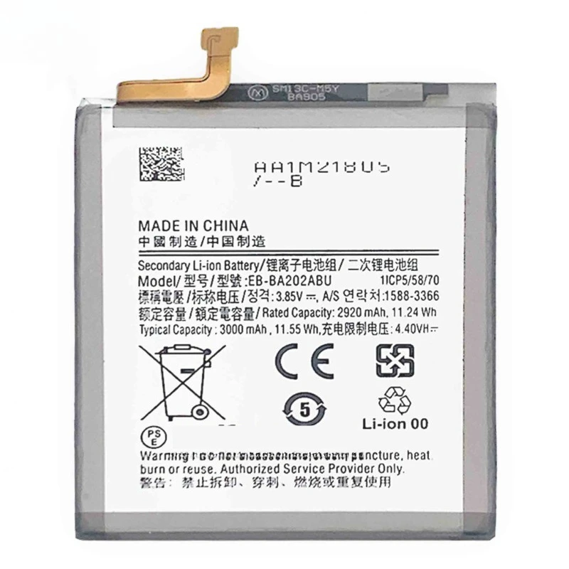 لهاتف سامسونج جالاكسي A10E الذكي EB BA202ABU بطارية طاقة 3000 مللي أمبير في الساعة 2 قطعة #2