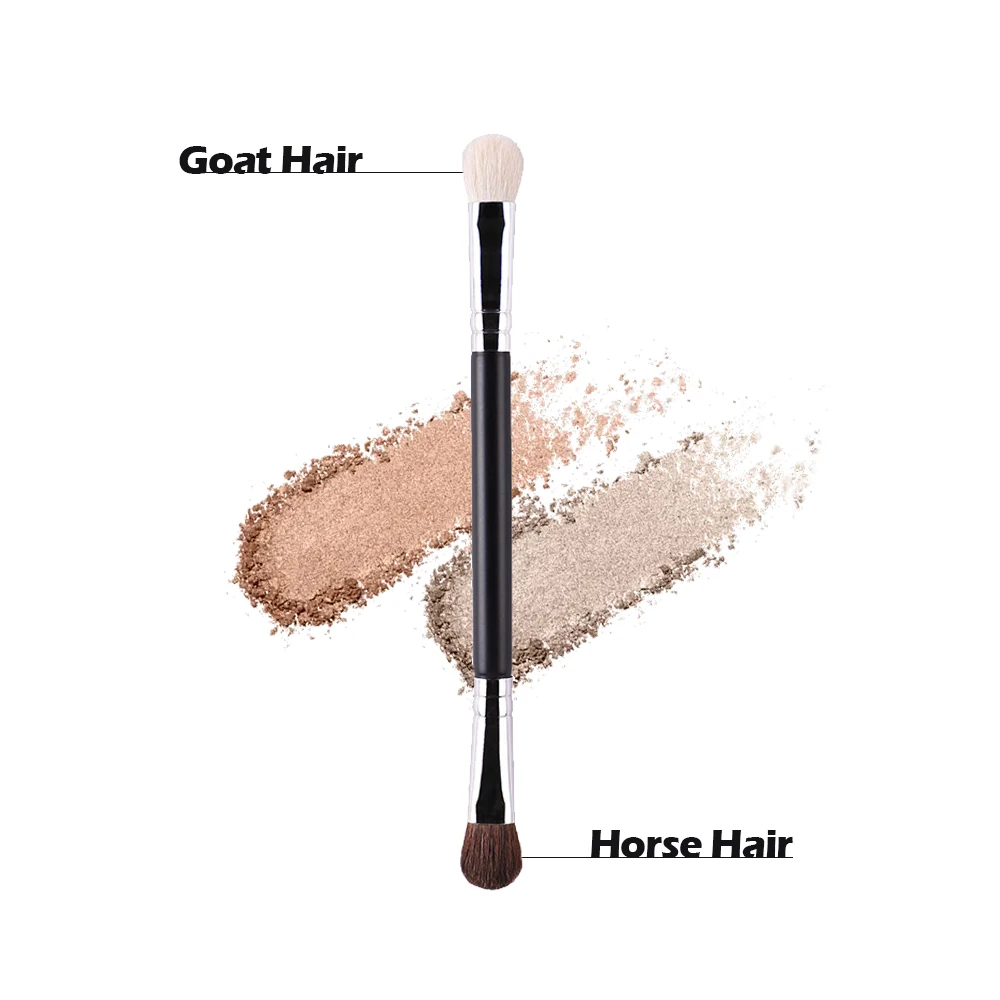 แปรงแต่งหน้าคอนซีลเลอร์ขนาดเล็ก 1 ชิ้น แปรงแต่งตาละเอียด อุปกรณ์เครื่องสำอาง แปรงแต่งตาสองด้าน ขนแปรงสีดำ ด้ามจับสีดำ