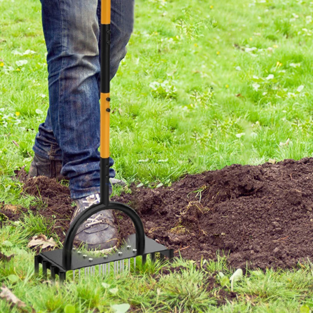 Aireador de césped Manual 2 en 1, herramienta con punta para aireador de césped de 96cm con 16 picos, 8 núcleos, herramienta aireadora de césped para patio y jardín