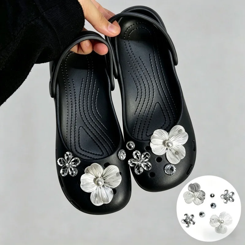 Luxury Transparent Flowers Shoe Decorations Women Colorful Butterfly Diy Clogs Shoes Accessories Ballet Style Girls Shoe Charm