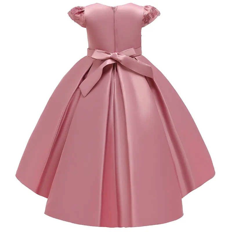 Fashion Bow Flower Girl Dresses for Weddings Lace Mesh Sleeveless Girls Party Dress Summer Children Girls Dress 4-12 Years