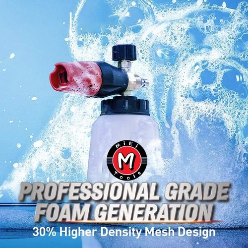 Imagen 2 del producto Boquilla de espuma, lanza de espuma para nieve, pulverizador de botella de espuma, ángulo ajustable con conexión rápida 1/4, tres capas de malla de espuma para lavado de coches