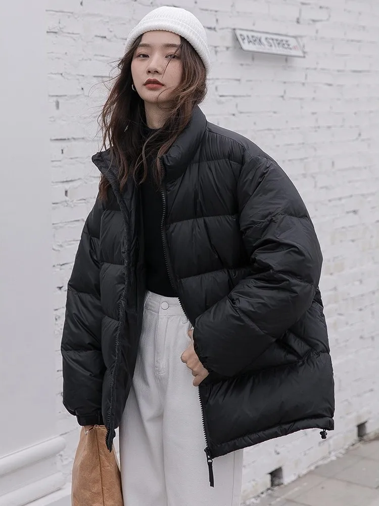 

Lightweight ort Puffer Jaet Women's Winter Design Thin Loose Outerwear Korean Sle Commute Faion White Du down Filling