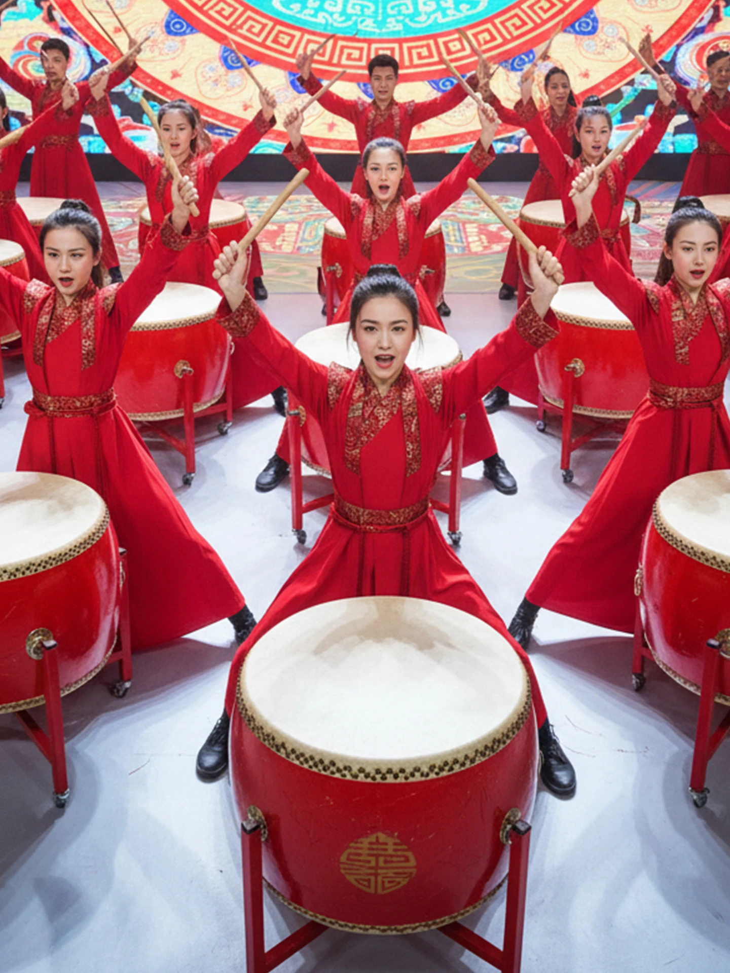 

2025 New Drum Performance Costume Women's Adult Sle Opening Dragon Dance Drumming Waist Drumming Big Drumming Winter Stage ...