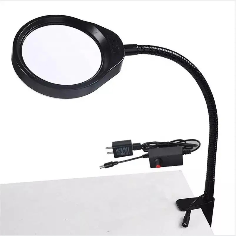 HD Magnifying Glass 3X 5X 8X 10X Adjustable LED Lamp 127mm Big Magnifier for PCB repair Book Reading 10X 20X Loupe Magnifying