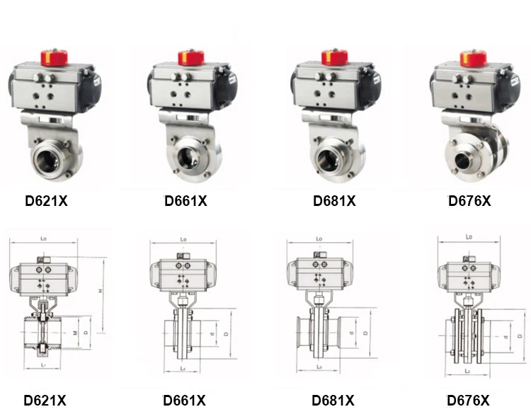 2 In Clamp Sanitary Butterfly Valve With Pneumatic High Quality Handle Ventilation Butterfly Valve