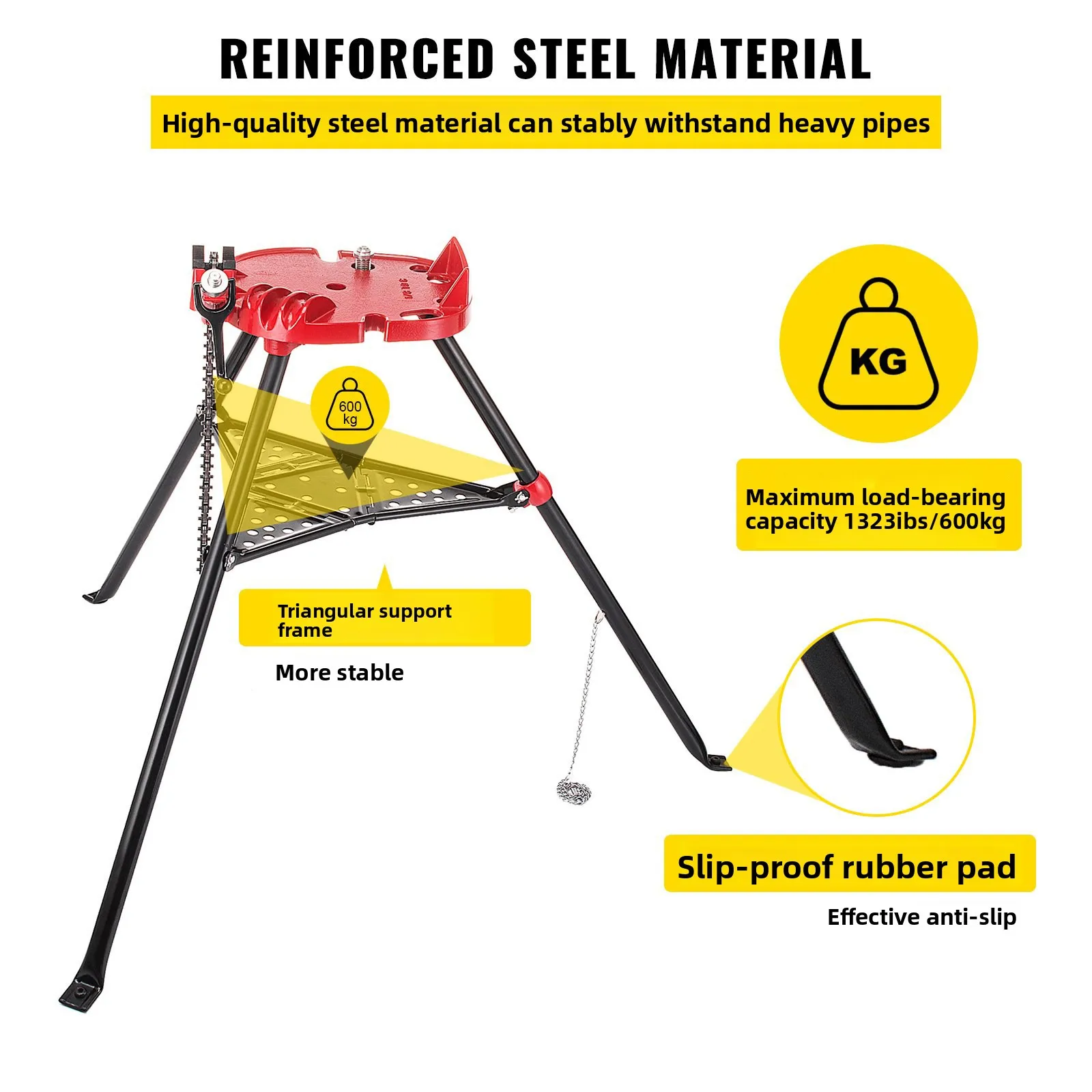 Adjustable Pipe Support Bracket with Chain Vise for Pipe Welding and Fitting