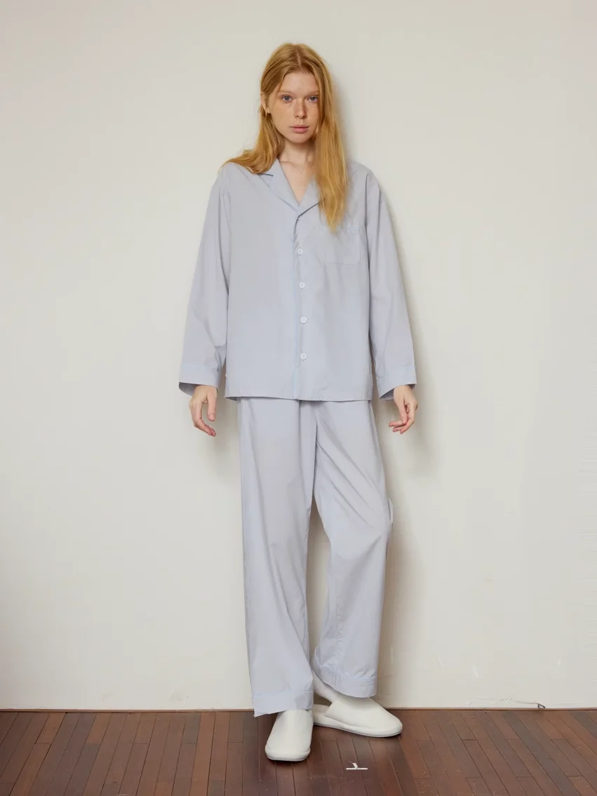 

Шелковая хлопковая одежда для сна Muabomb, женская одежда для сна на весну и лето, с длинными рукавами и длинными брюками, домашняя одежда, антистатический однотонный домашний костюм