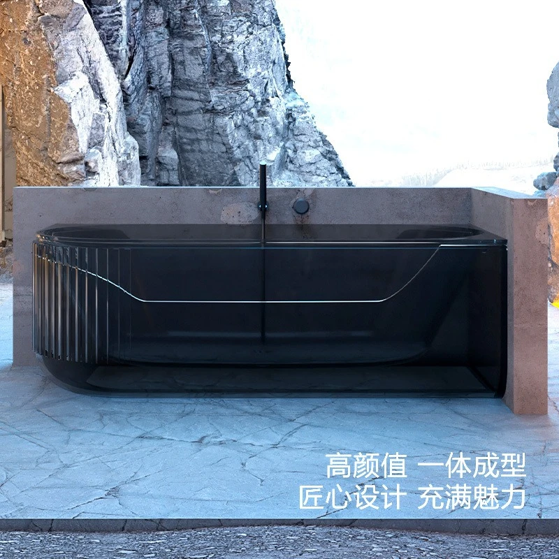 Factory Direct 2026 Transparent bathtub Independent left and right group Resin Internet celebrity B & B Hotel Wall bathtub Whole
