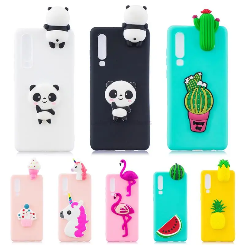 3D Cute Panda Unicorn Cactus Silicone Phone Case on For Fundas Huawei P30 P30 Pro P30 Lite Case Coque Women Children