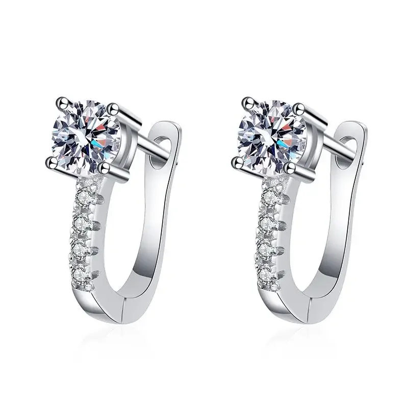 

Classic U-shaped s925 Silver Earrings for Women's Precision Quality 1 Carat D-Color Mosonite Ring Wedding