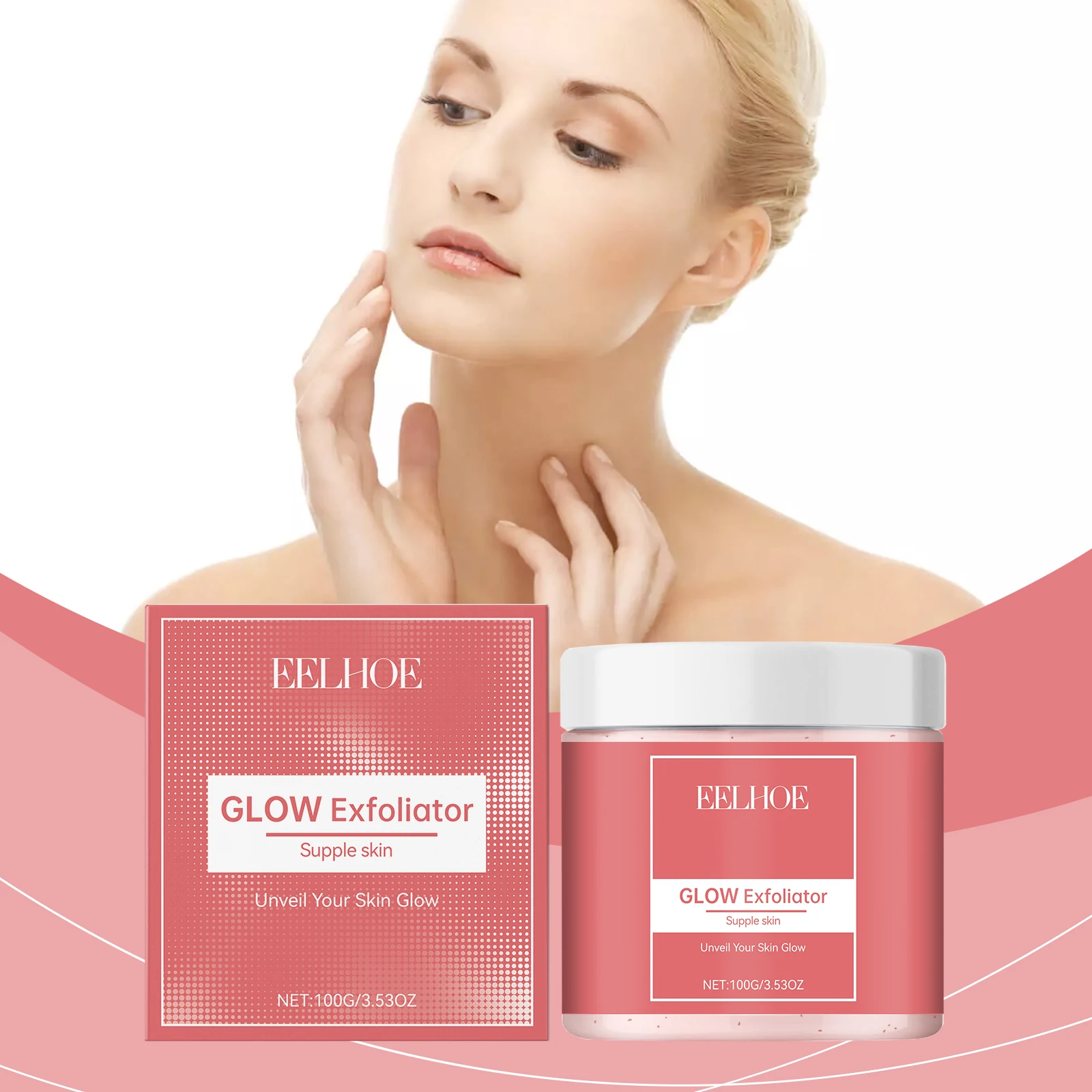 GLOW Exfoliator - 100g/3.5oz Facial & Body Scrub for Radiant Skin - Gentle Physical Exfoliator to Reveal Supple, Glowing Skin