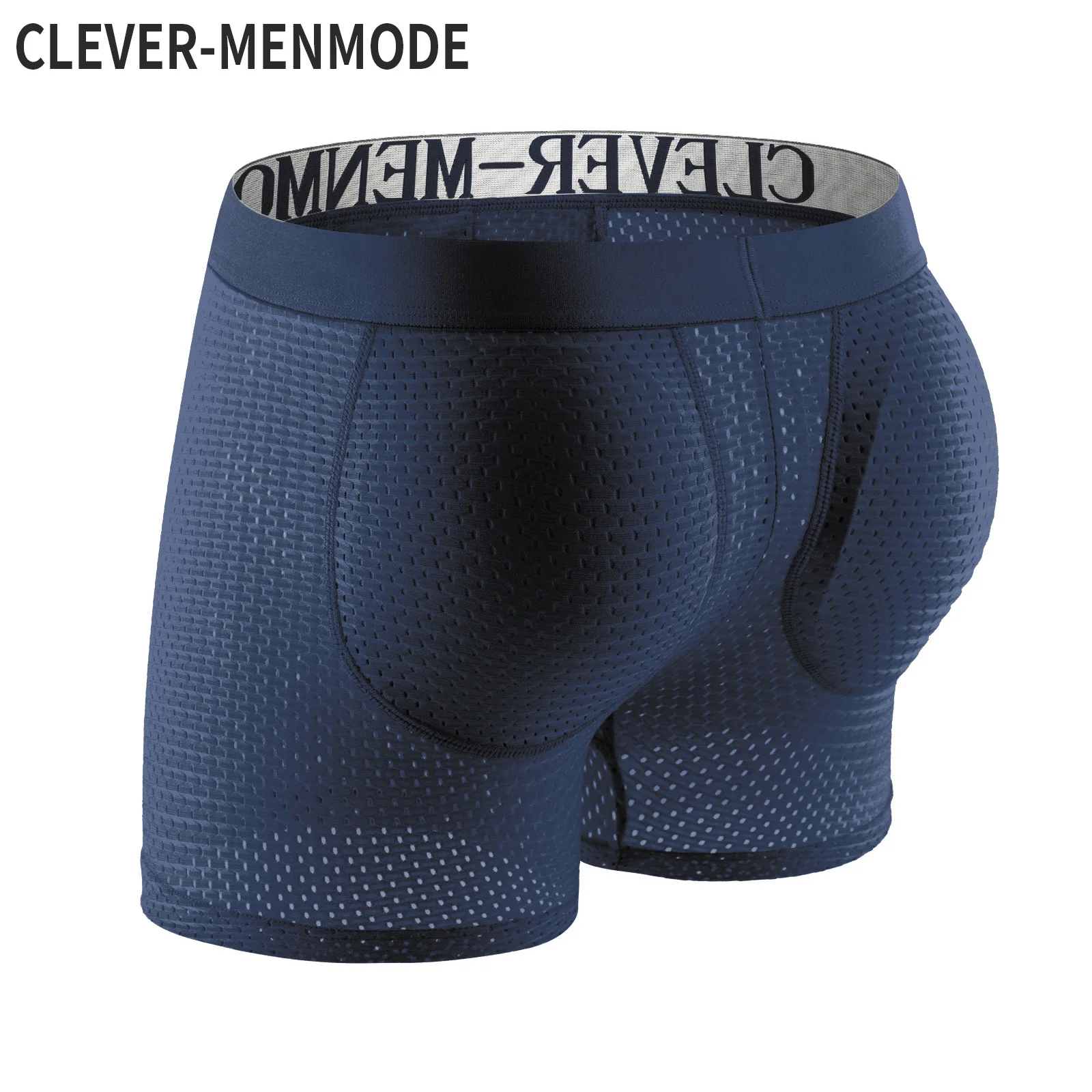 

CLEVER-MENMODE Sexy Men Padded Underwear Mesh Boxer Shorts Lifter Butt Boxershorts Push Up Pad Panties Penis Pouch Underpants