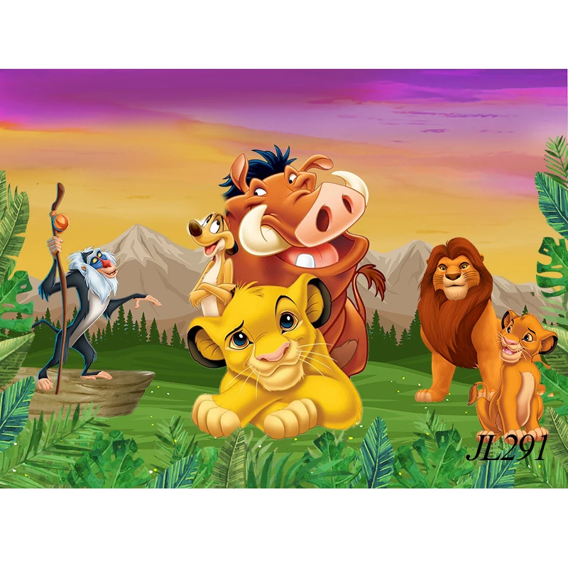 Пользовательские фоны «Король Лев» для фотографии, лесные зеленые листья, фон для вечеринки в честь дня рождения для мальчиков, поставщик фотостудии