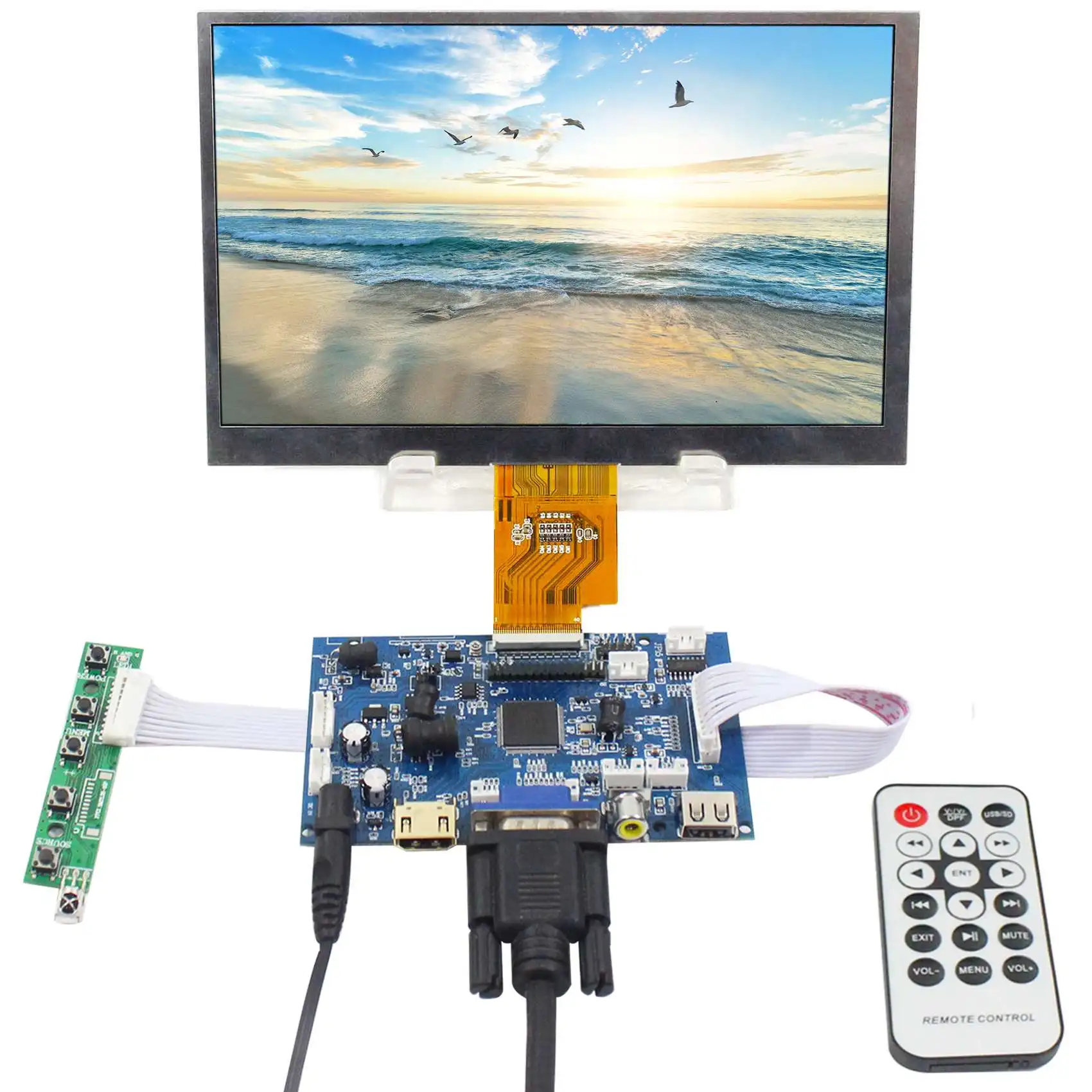 

HD MI VGA AV USB Auto Brightness Controller Board 7 in AT070TNA2 1024X600 LCD