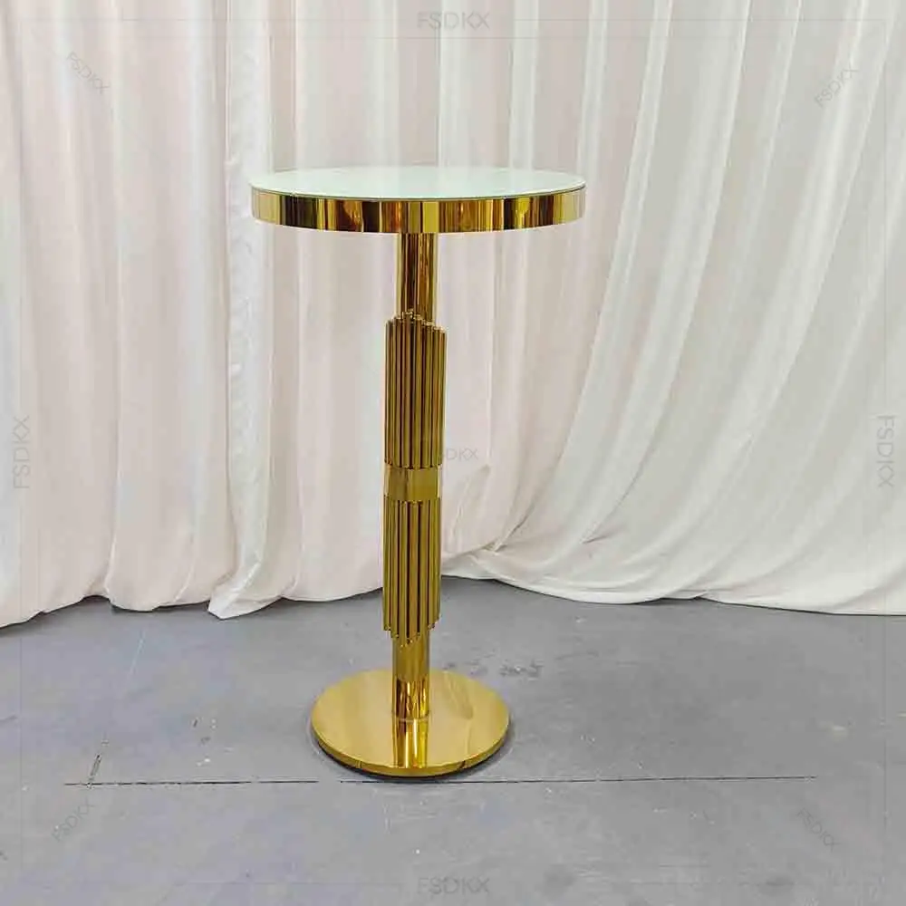 

FSDKX Modern Gold Stainless Steel Cocktail Bar Table and Chair Set for Restaurant Dining Outdoor Home Use