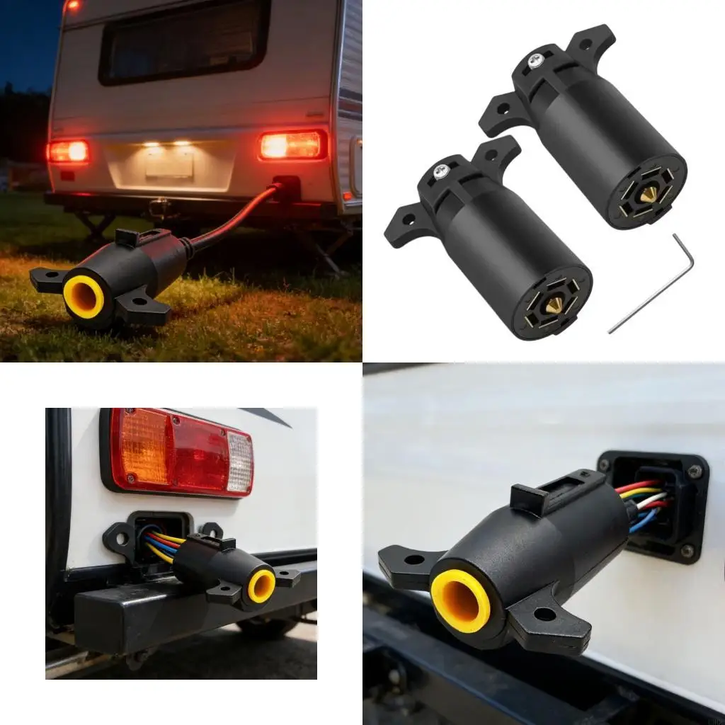 Heavy Duty 7 Pin Trailer Connector Plug With Brass Terminals For Reliable Transmission In All Weather Conditions New