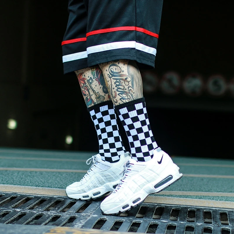 

unisex Street skateboard striped socks Harajuku Meias fashion Plaid Hip-hop street dance skateboard stockings Mens Women Socks