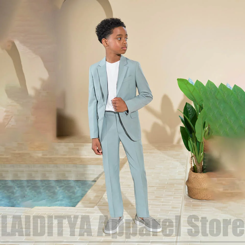 Children Boys Two Piece Suit Chic Long Sleeve Jacket With Trousers Formal Costume For Wedding Birthday Party Stage Daily Wear