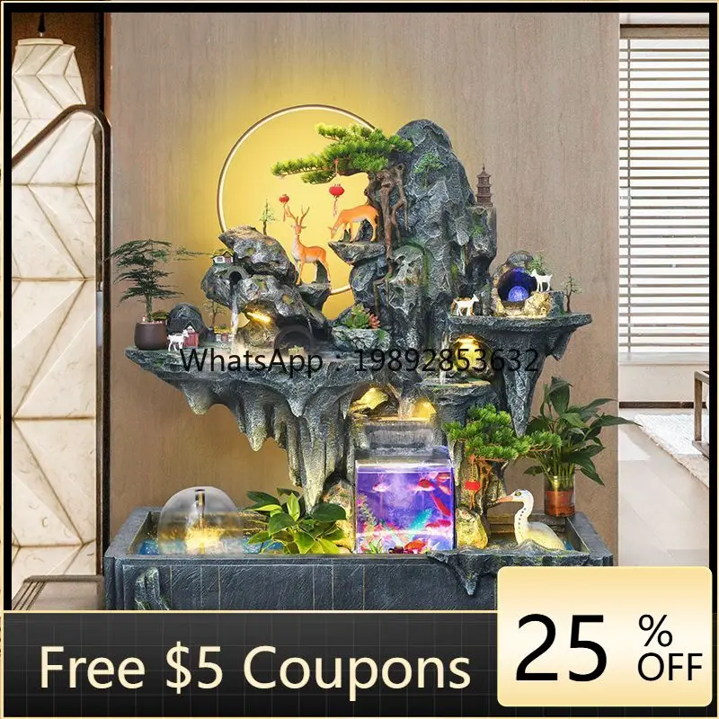 LYY Large Rockery Water Fountain Courtyard Fish Pond Living Room Fish Tank Balcony Landscape Wealth Circulation Water  Ornament