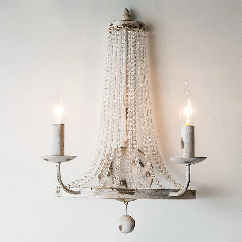 

American Retro Vintage French Countryside Wall Lamp Crystal Lamp Living Room Dining Room Bedroom Corridor Staircase Lighting