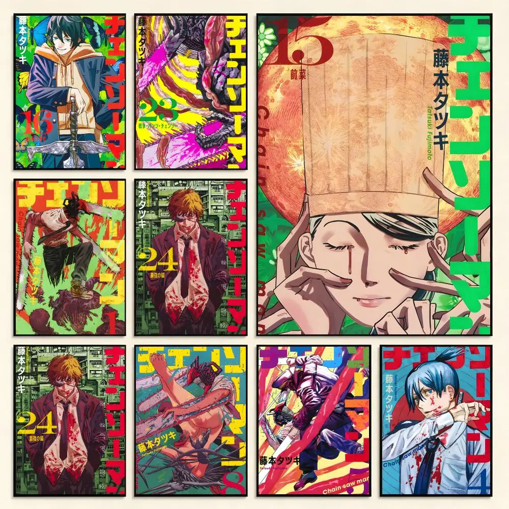 Anime Action C-Chainsaw Man Poster Digital Solvent Print Waterproof PP Fade-Resistant Wall Art Room Decor Gift