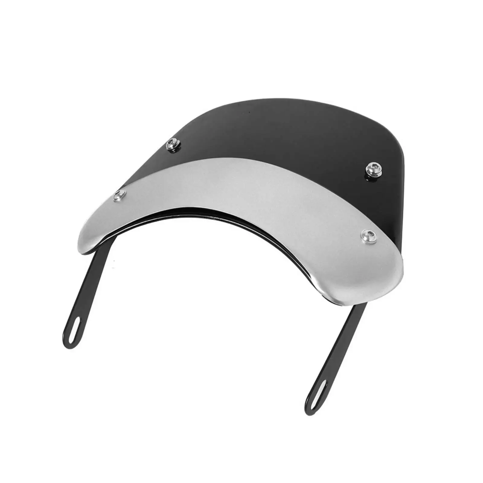 Curved Motorcycle Windscreen Black ABS Plastic Windshield for Classic Cruiser with 6 Inch Headlight Adjustable Angle Bracket