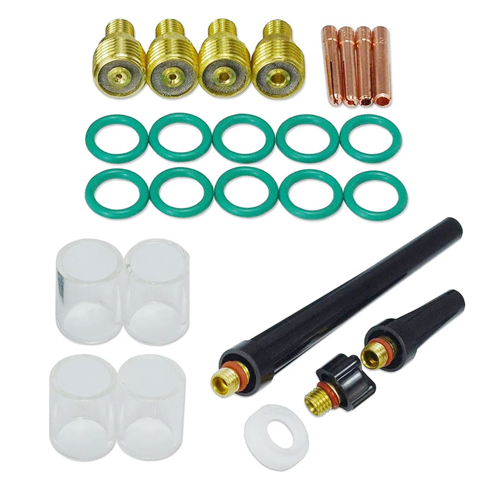 Professional TIG Gas Lens Collet Body Cup Kit—26 Piece Set for DB SR WP 9 20 25 TIG Welding Torch All Inclusive Welding Solution