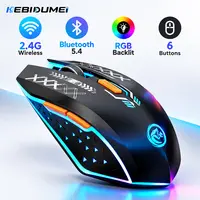 Ratón Bluetooth 5.4 KEBIDUMEI, ratón inalámbrico de 2,4 GHz, ratón para juegos con retroiluminación RGB y doble modo, ratón silencioso recargable para PC y portátil.
