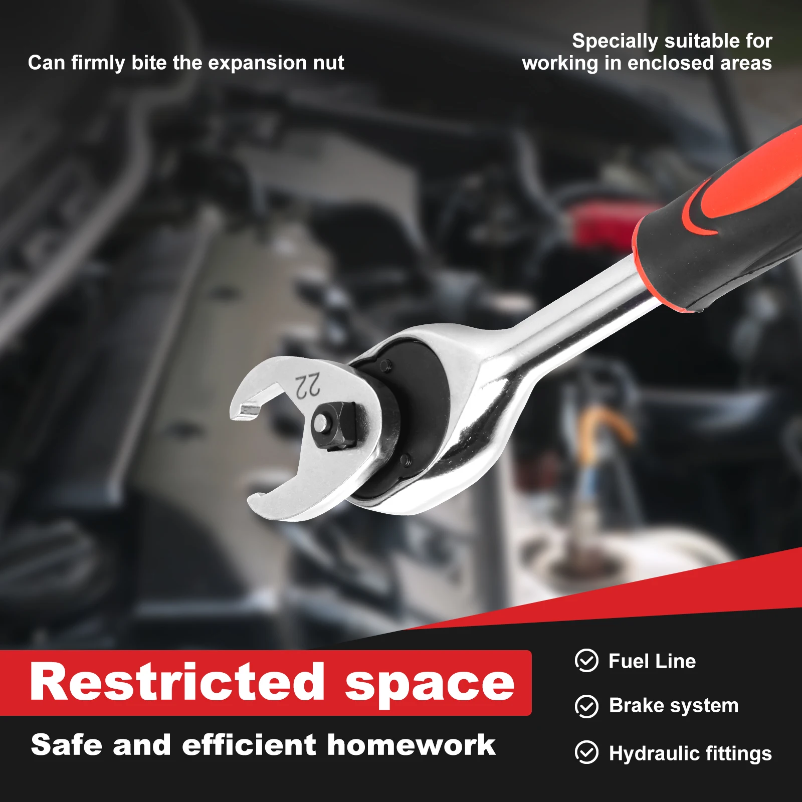 10/11 Pcs Flare Nut Wrench Set 10-22 mm Crowfoot Wrench Set with Storage Rack Horn Dual Purpose Wrenches Tool Kit for 3/8" Drive