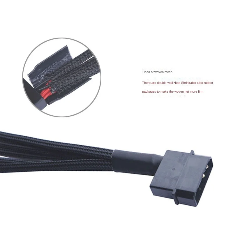 SATA To 3 Pin 4 Pin Fan Sleeved Power Splitter Cable Adapter,15Pin SATA To 5 TX3 / TX4 (PWM) 12V PC Case Cooler Y Cord