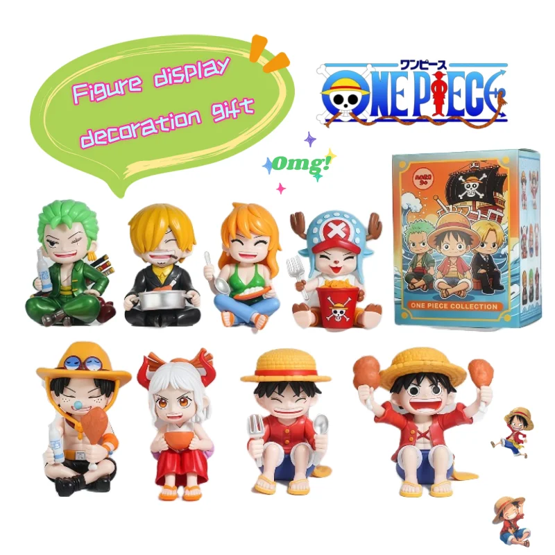 Nueva Figura Coleccionable de One Piece, Luffy, Sanji, Roronoa Zoro, Versión Q, Modelo de Personajes Sentados, Adorno Personalizado de Alta Calidad para Coche