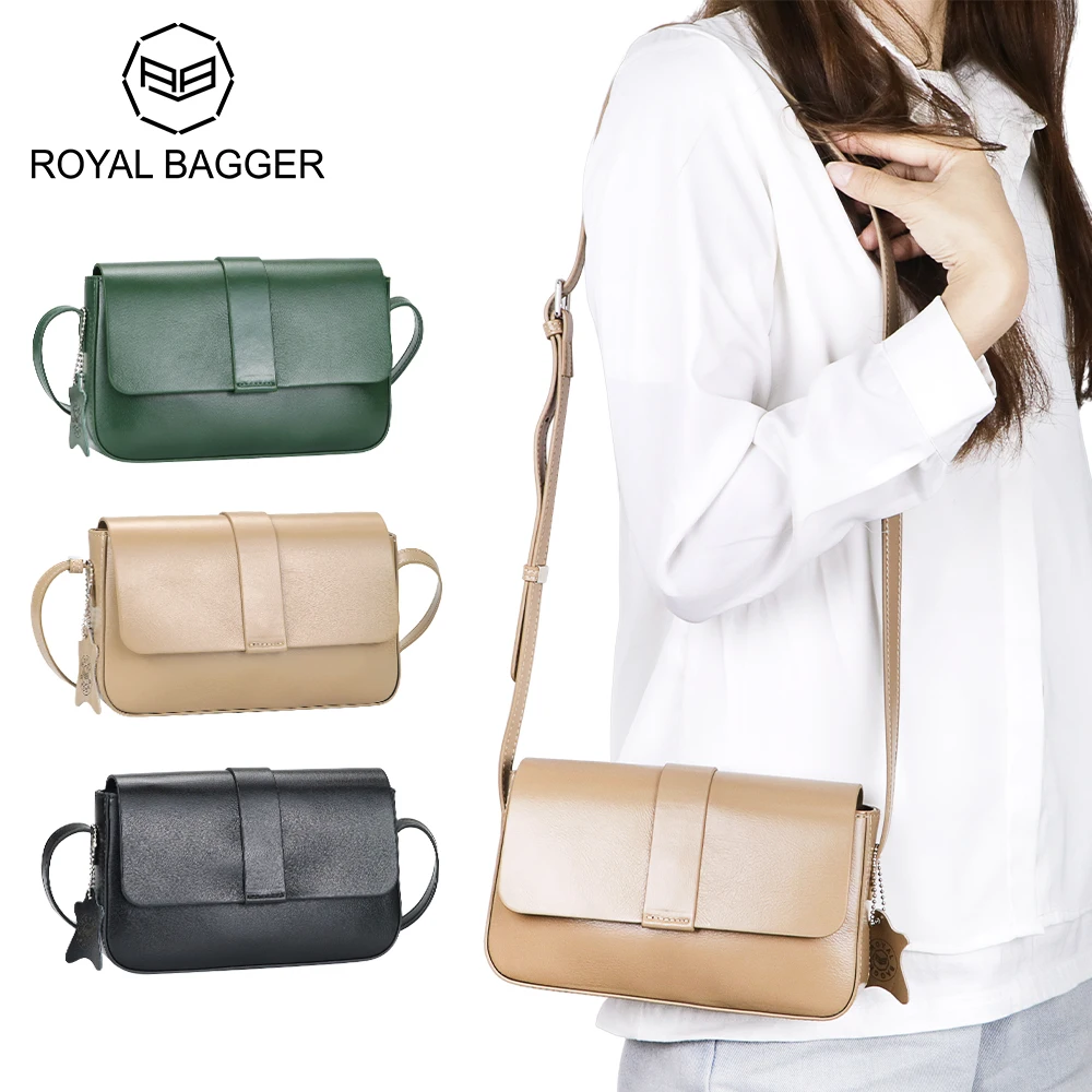 Royal Bagger Vintage Shoulder Bags for Women, Genuine Leather Crossbody Purse, Casual Small Square Bag 1882