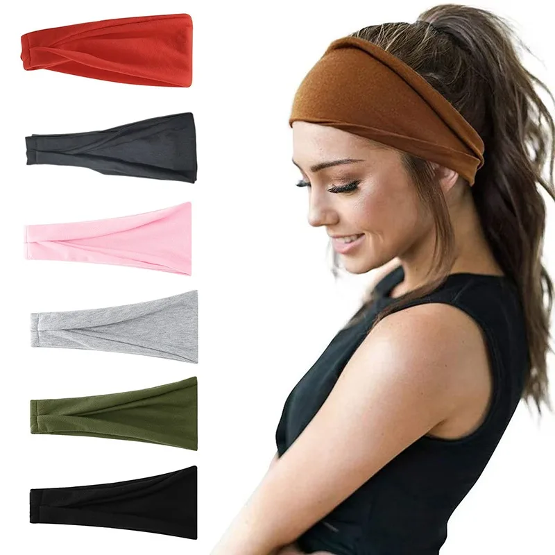 

Женская повязка на голову, тюрбан, однотонная эластичная повязка для волос, повязка для йоги, модная повязка для макияжа, винтажный ободок для волос, аксессуары для волос