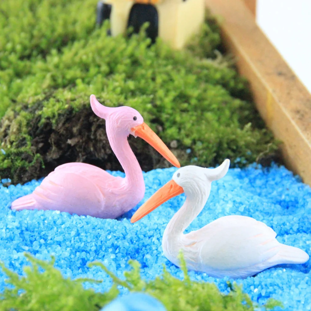 

12 Pcs Flamingo Ornament Mini Figurines Decorate Room Cartoon Figure Statue Pvc
