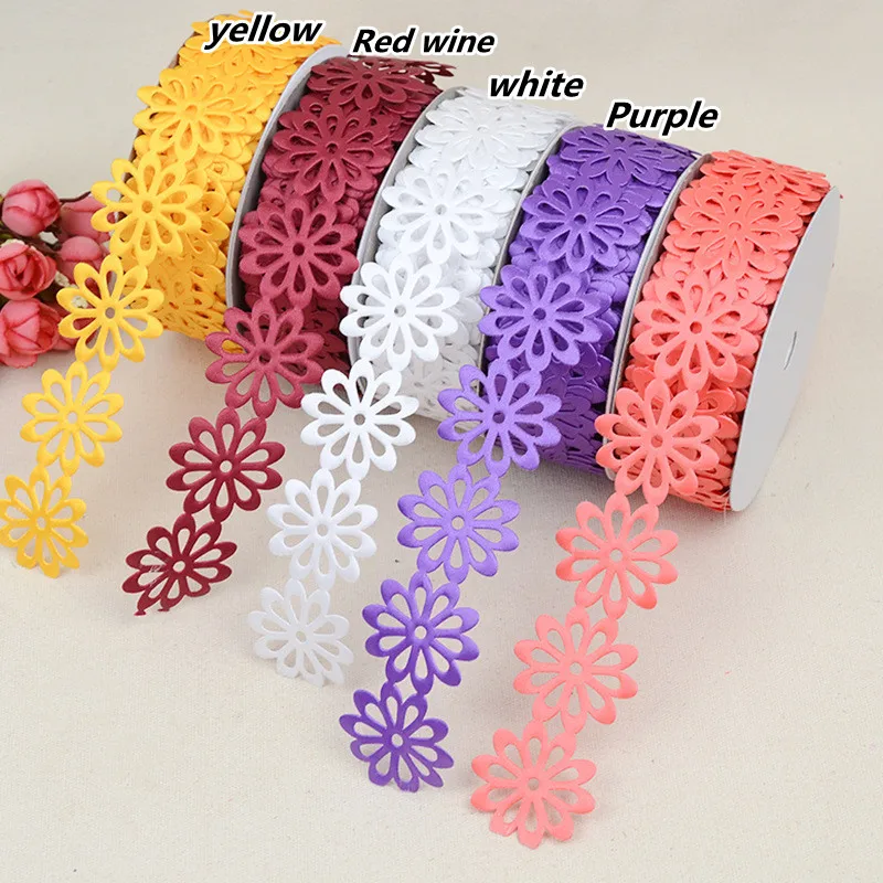 12 Colors Big Sun Flower Embossed Lace Barcode DIY Hat Headwear Backpack Bouquet Gift Box Bow Ribbon Christmas Holiday Ornament