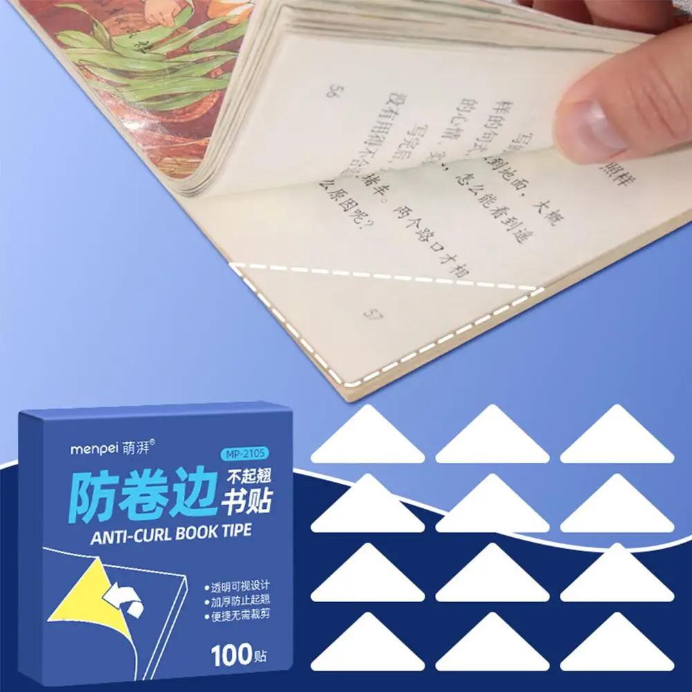 Clear Book Corner Protectors Anti Curl Page Stickers Transparent Triangle Corner Guards For Student Notebook Bookmarks